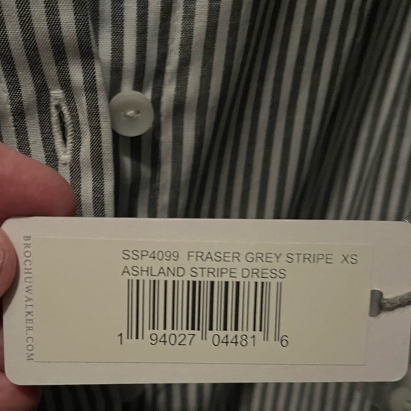 BROCHU WALKER Fraser gray stripe Ashland Stripe dress XS - Picture 4 of 9